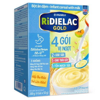 Bột ăn dặm cho bé Ridielac Gold 3 Vị Ngọt HG 200g