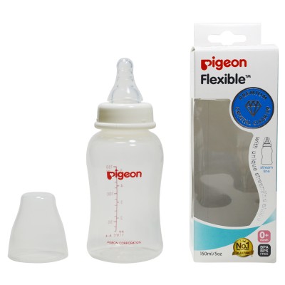 Bình sữa cho bé Pigeon TRẮNG Flexible cổ hẹp 150ml